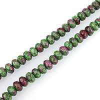 Ruby i Zoisite Bead, Rondelle, daite & ilghnéitheach, 5x8mm, Poll:Thart 1mm, Thart 76ríomhairí pearsanta/Snáithe, Díolta Per Thart 15 Inse Snáithe