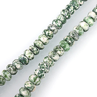 Green Spot Kamene perle, Green Spot Stone, Rondelle, faceted, 6x8mm, Rupa:Približno 1mm, Približno 74računala/Strand, Prodano Per Približno 15 inčni Strand