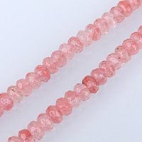 Cherry Quartz Perla, Rondelle, faceted, 5x8mm, Rupa:Približno 1mm, Približno 78računala/Strand, Prodano Per Približno 15 inčni Strand