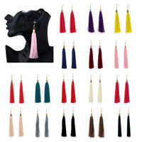 Fashion Fringe Boucles d'oreilles, alliage de zinc, avec corde en nylon, fer boucle d'oreille crochet, Placage de couleur d'or, plus de couleurs à choisir, sans plomb et cadmium, 120x30mm, Vendu par paire