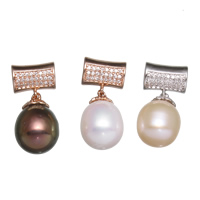 Freshwater Pearl Pendants Brass with cardboard box & Freshwater Pearl plated with rhinestone nickel lead & cadmium free  Approx 3-5mm Sold By PC