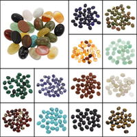 Gemstone Cabochons, Ædelsten, Flad Oval, forskellige materialer til valg, 8x10x4mm, 100pc'er/Bag, Solgt af Bag