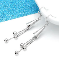 925 Sterling Silver Drop & Dangle Brincos, 925 prata esterlina, platinado, para mulher, 60mm, vendido por par