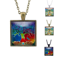 Zinc Alloy Trui Ketting, met ijzeren ketting & Glas, Square, plated, tijd gem sieraden & uniseks & ovale keten & sticker, meer kleuren voor de keuze, lood en cadmium vrij, 25mm, Lengte Ca 27.5 inch, 5strengen/Bag, Verkocht door Bag