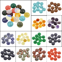 Gemstone Cabochons, Ædelsten, Flad Rund, forskellige materialer til valg, 20x6mm, 100pc'er/Bag, Solgt af Bag