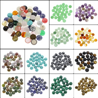 Gemstone Cabochons, Ædelsten, Flad Rund, forskellige materialer til valg, 10x4.5mm, 100pc'er/Bag, Solgt af Bag