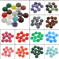 Gemstone Cabochons, Ædelsten, Flad Rund, forskellige materialer til valg, 18x5mm, 100pc'er/Bag, Solgt af Bag