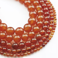 Φυσικά Χάντρες Red Agate, Γύρος, φυσικός, διαφορετικό μέγεθος για την επιλογή, Sold Per Περίπου 15 inch Strand