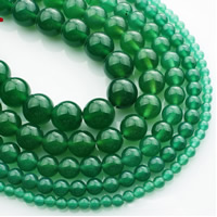 Prirodni Zeleni ahat perle, Green Agate, Krug, prirodan, različite veličine za izbor, Prodano Per Približno 15 inčni Strand