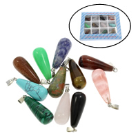 Gemstone Pendants Jewelry with Zinc Alloy Approx 2mm Sold By Box