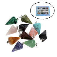 Gemstone Hängen Smycken, Ädelsten, med Zink Alloy, 130x100x18mm, 16x26mm, Hål:Ca 2mm, 12PC/Box, Säljs av Box