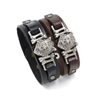 Unisex Armband, Kuhhaut, mit Zinklegierung, Leopard, plattiert, mit Brief Muster, keine, frei von Nickel, Blei & Kadmium, 22mm, verkauft per ca. 9.2 ZollInch Strang