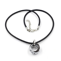 Unisex Ketting, Koeienhuid, met Roestvrij staal, met 1.9lnch extender keten, plated, uniseks, nikkel, lood en cadmium vrij, Per verkocht Ca 17.3 inch Strand