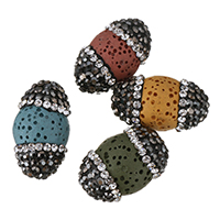 Ahat Privjesci Nakit, Lava, s bižuterija glina Pave, prirodni & s Rhinestone, više boja za izbor, 19x11-13x11-13mm, Rupa:Približno 1mm, 10računala/Lot, Prodano By Lot