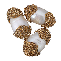 Péarla Fionnuisce Nádúrtha Coirníní Loose, Pearl Fionnuisce, le réiteodh cré rhinestone, measctha, 11-12x20.5-22x11-12mm, Poll:Thart 0.5mm, 10ríomhairí pearsanta/Lot, Díolta De réir Lot