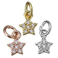 Cubic Zirconia Micro Pave Brass Pendant Star plated micro pave cubic zirconia Approx 3mm Sold By Lot