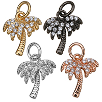 Cubic Zirconia Micro Pave bronze Pingente, cobre, Palmeira, banhado, micro pavimento em zircônia cúbica, Mais cores pare escolha, 10.50x12x3mm, Buraco:Aprox 3mm, 20PCs/Lot, vendido por Lot