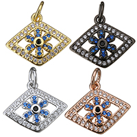 Cubique Pendentif en laiton zircon pavent, fleur, Placage, pavé de micro zircon, plus de couleurs à choisir, 15.50x13x3mm, Trou:Environ 3mm, 20PC/lot, Vendu par lot