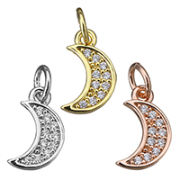 Cubic Zirconia Micro Pave Brass Pendant Moon plated micro pave cubic zirconia Approx 3mm Sold By Lot