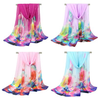 Chiffon Scarf & Shawl printing with flower pattern Sold By Strand