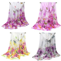 Chiffon Scarf & Shawl printing with flower pattern Sold By Strand