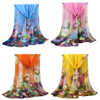 Chiffon Scarf & Shawl printing with flower pattern Sold By Strand