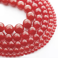 Jade Red Bead, Rund, olika storlek för val, Säljs av Strand