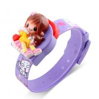 silicone bracelet de montre, avec boîte de papier & plastique, détachable & pour les enfants & réglable, violet, 28x33x18mm, Longueur Environ 8.2 pouce, Vendu par PC