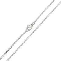 Rostfritt stål Nekclace Chain, ROSTFRITT STÅL, Tjock 925 Sterling silverpläterade, oval kedja & för kvinna, 3x2x0.50mm, Längd Ca 15 inch, 10Strands/Bag, Säljs av Bag