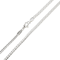 Stainless Steel Chain Ogrlica, Nehrđajući čelik, Debeli 925 Sterling Silver Plated, za žene, 3x1.50mm, Dužina Približno 18 inčni, 10pramenovi/Torba, Prodano By Torba