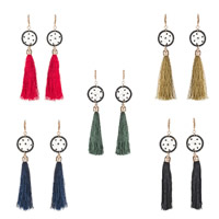 Fashion Fringe Oorbellen, Zinc Alloy, met Nylon Koord & Glas rocailles, messing oorbel haak, gold plated, Bohemien stijl & voor vrouw, meer kleuren voor de keuze, nikkel, lood en cadmium vrij, 20x100mm, Verkocht door pair