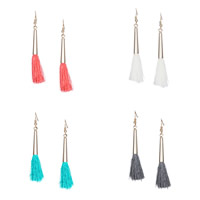 Fashion Fringe Boucles d'oreilles, alliage de zinc, avec corde en nylon, laiton boucle d'oreille crochet, Placage de couleur d'or, pour femme, plus de couleurs à choisir, protéger l'environnement, sans nickel, plomb et cadmium, 4x83mm, Vendu par paire