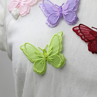 Organza Syning -on Patch, Butterfly, Broderi, med butterfly mønster, flere farver til valg, 58x46mm, Solgt af PC