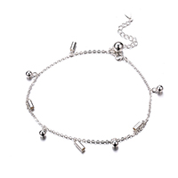 Mosiądz anklet, ze 1.5inch przedłużeniami łańcuszka, Platerowane w kolorze platyny, owalne łańcucha & dla kobiety, 10mm, 3mm, sprzedawane na około 6.8 cal Strand