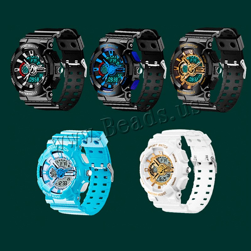 Montre à bijoux Unisexe SANDA®, Plastique, avec cadran en plastique & verre, LED & imperméable, plus de couleurs à choisir, 50mm, 22mm, Longueur 5.5-9.5 pouce, Vendu par PC