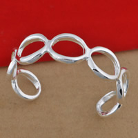 metal Brazalete, chapado en plata real, para mujer, libre de plomo & cadmio, 18mm, diámetro interior:aproximado 60mm, longitud aproximado 7 Inch, Vendido por UD