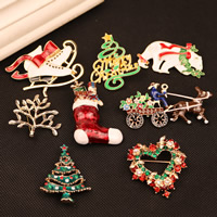 Kerst Broches, Zinc Alloy, plated, Kerst sieraden & verschillende stijlen voor de keuze & glazuur, lood en cadmium vrij, 45-70mm, Verkocht door PC