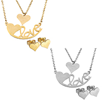 Fashion Stainless Steel Jewelry Sets earring & necklace Heart word love plated oval chain & for woman &  & hollow 1mm Length Approx 18 Inch Sold By Set