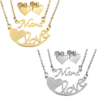 Fashion Stainless Steel Jewelry Sets earring & necklace Letter word love plated oval chain & with letter pattern & for woman 1mm Length Approx 19 Inch Sold By Set