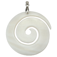 Natural White Shell Hangers, met messing borgtocht, platinum plated, 50x59x3mm, Gat:Ca 4x5mm, 1PC/PC, Verkocht door PC