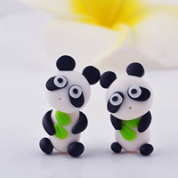 Polymer Clay korvakoru, kanssa Sinkkiseos, ruostumaton teräs korvakoru viesti, Panda, naiselle, 30x13mm, Myymät Pair