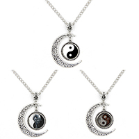 Unisex Necklace Zinc Alloy with Paper & Glass Moon plated twist oval chain Sold Per Approx 18 Inch Strand