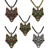 Unisex halskæde, Zinc Alloy, Wolf, forgyldt, emalje & sværte, flere farver til valg, nikkel, bly & cadmium fri, Solgt Per Ca. 22.5 inch Strand