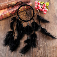 Mode Dreamcatcher, Feather, med Velveteen Cord & Glas Seed Beads, flere farver til valg, 470mm, Solgt af PC