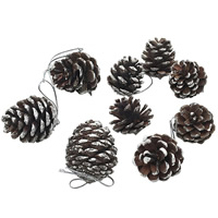 Træ Juletræ dekoration, Pinecone, Julen smykker, 30-40mm, 9pc'er/Bag, Solgt af Bag