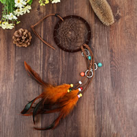 Mode Dreamcatcher, Veer, met Corduroy Cord & Glas rocailles & Zinc Alloy, meer kleuren voor de keuze, 450mm, Verkocht door PC