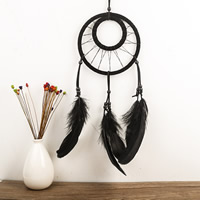 Mode Dreamcatcher, Feather, med Velveteen Cord & Glas Seed Beads, flere farver til valg, 480mm, Solgt af PC