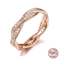 Anel com esterlina de jóias de prata, 925 prata esterlina, rosa real banhada a ouro, tamanho diferente para a escolha & para mulher & com strass, 4mm, vendido por PC