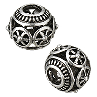 Zinklegering European Beads, Zinc Alloy, Drum, antiek zilver plated, hol, nikkel, lood en cadmium vrij, 12x10x12mm, Gat:Ca 4mm, 500pC's/Lot, Verkocht door Lot