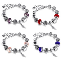 Bracelet European , alliage de zinc, avec cristal, avec 1.18lnch chaînes de rallonge, Placage, bracelet à breloques & longueur différente pour le choix & unisexe & chaîne serpent & facettes, plus de couleurs à choisir, protéger l'environnement, sans nickel, plomb et cadmium, Vendu par brin